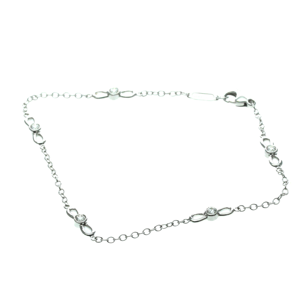 TIFFANY Authentic 18k Silver Diamond Charm Bracelet